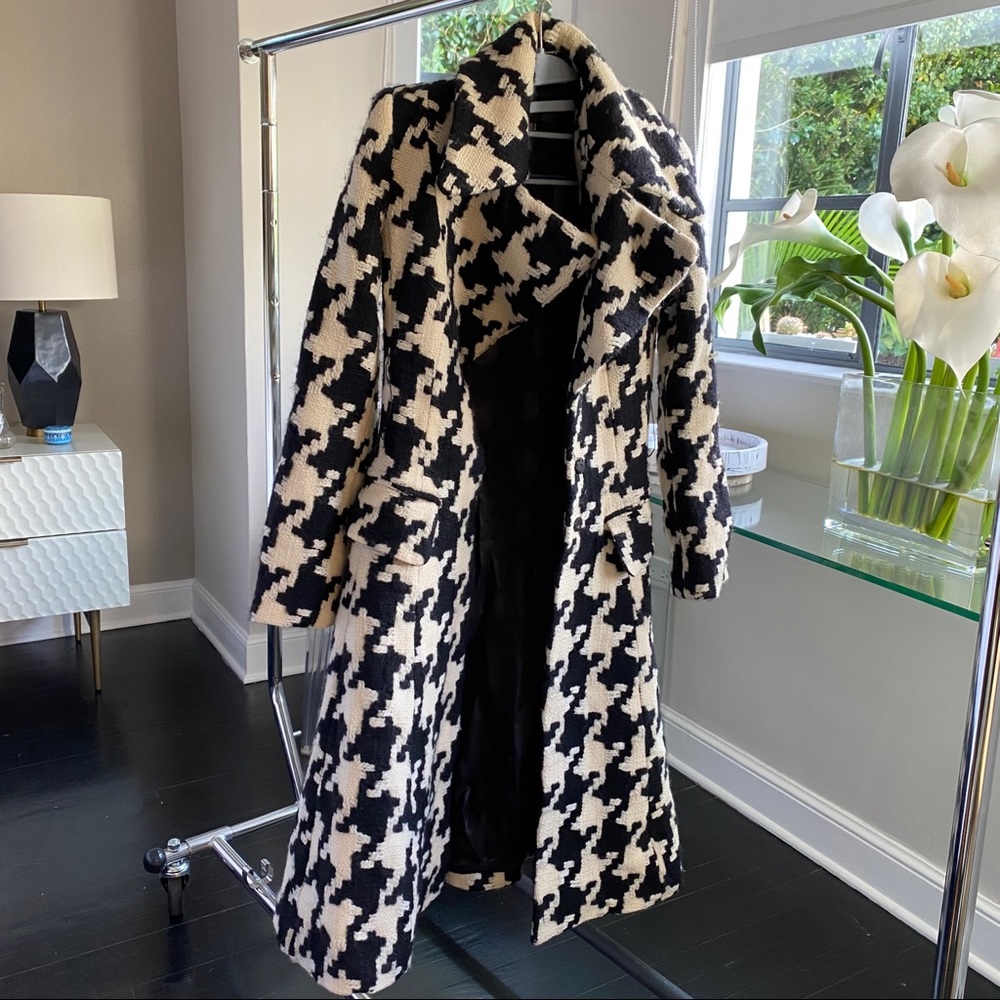 ZARA WOMEN BLCK AND WHITE WOOL COAT